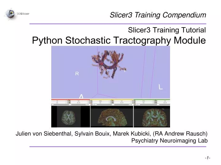 slicer3 training tutorial python stochastic tractography module