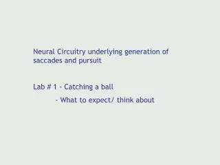 Neural Circuitry underlying generation of saccades and pursuit Lab # 1 - Catching a ball