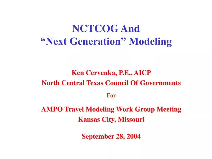 nctcog and next generation modeling