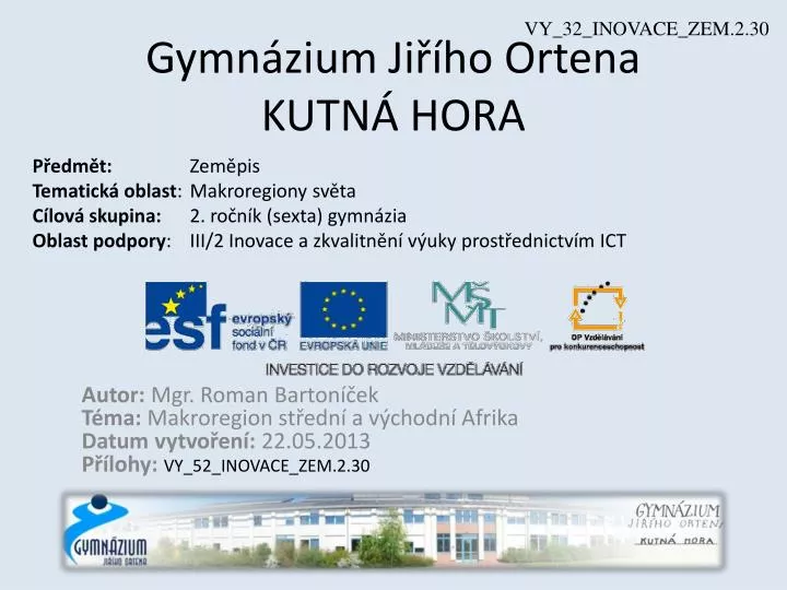 gymn zium ji ho ortena kutn hora