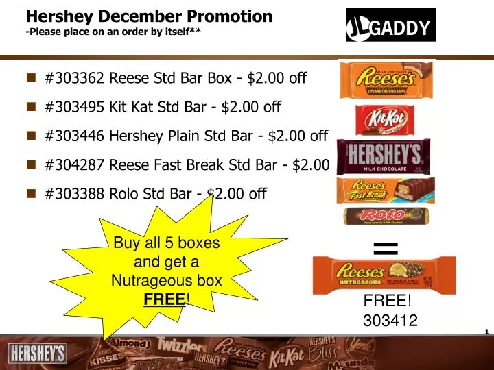 hershey december promotion please place on an order by itself