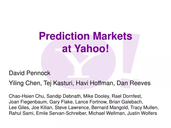 prediction markets at yahoo