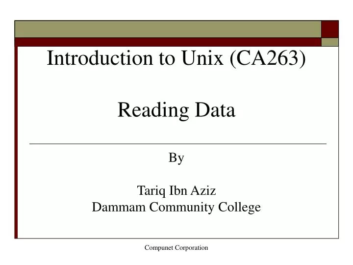 introduction to unix ca263 reading data