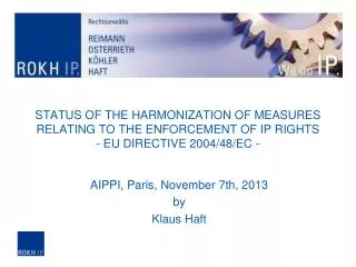 AIPPI, Paris, November 7th, 2013 by Klaus Haft