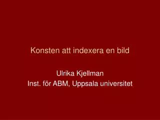 konsten att indexera en bild