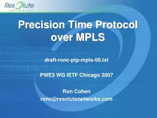 Precision Time Protocol over MPLS