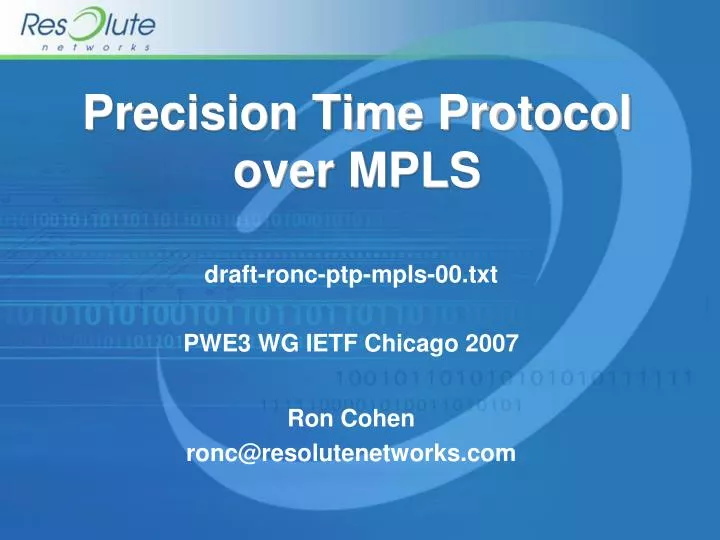 precision time protocol over mpls