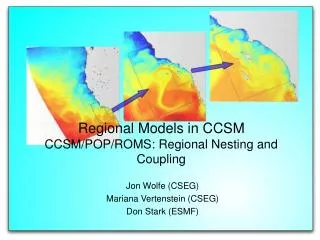 Regional Models in CCSM CCSM/POP/ROMS: Regional Nesting and Coupling