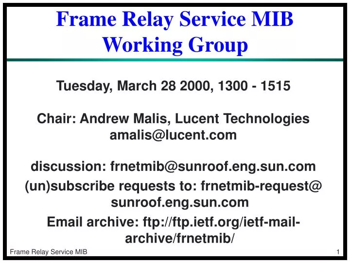 frame relay service mib working group