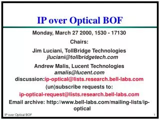 IP over Optical BOF