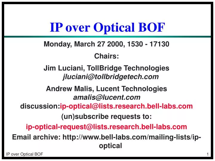ip over optical bof