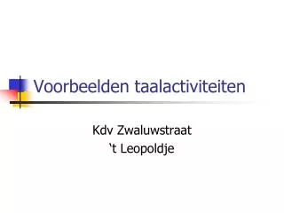 voorbeelden taalactiviteiten