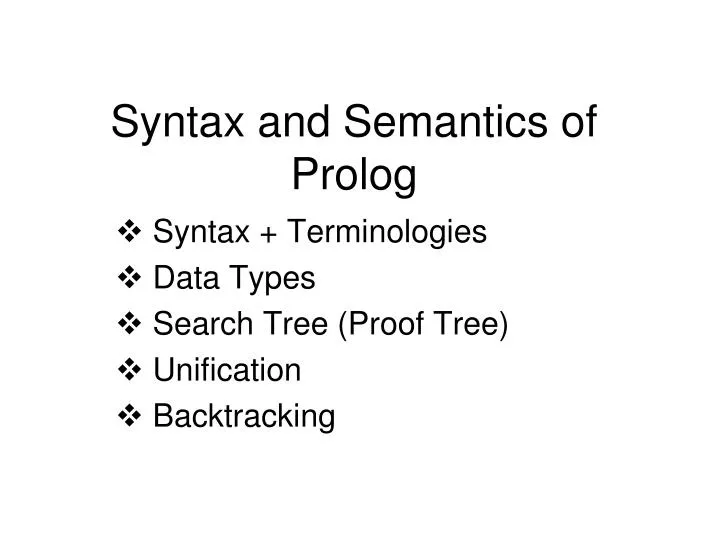 syntax and semantics of prolog