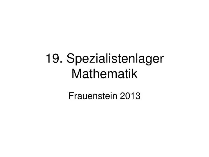 19 spezialistenlager mathematik
