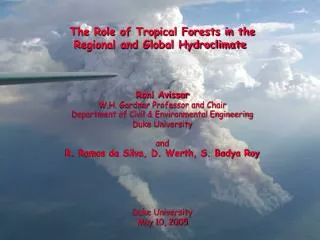 The Role of Tropical Forests in the Regional and Global Hydroclimate Roni Avissar