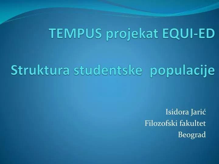 tempus projekat equi ed struktura studentske populacije