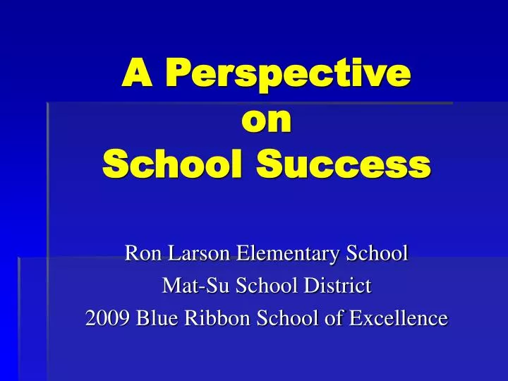 a perspective on school success