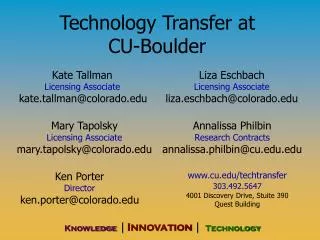 Technology Transfer at CU-Boulder