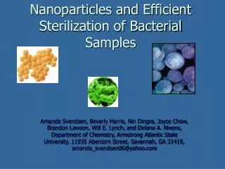 Nanoparticles and Efficient Sterilization of Bacterial Samples