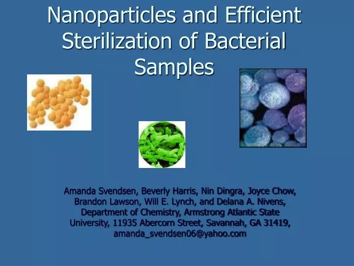 nanoparticles and efficient sterilization of bacterial samples