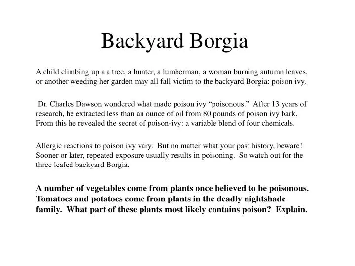 backyard borgia