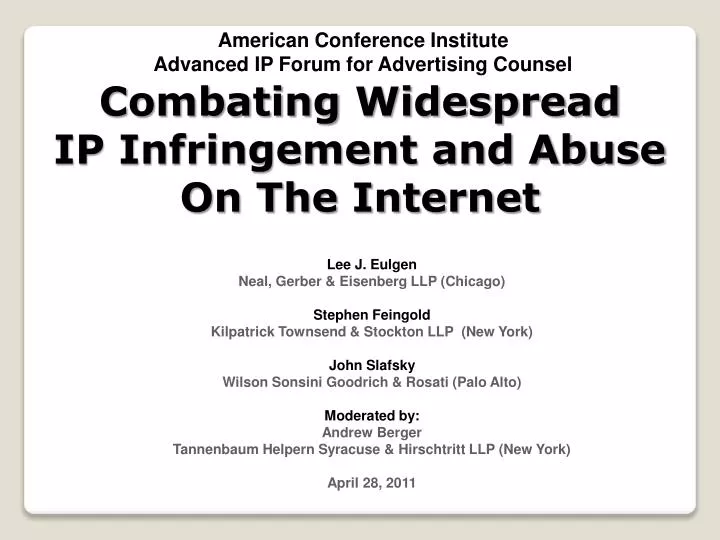 combating widespread ip infringement and abuse on the internet