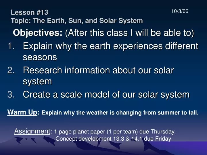 lesson 13 topic the earth sun and solar system