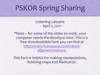 PSKOR Spring Sharing