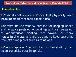 Physical and Mechanical practices in Tomato IPM