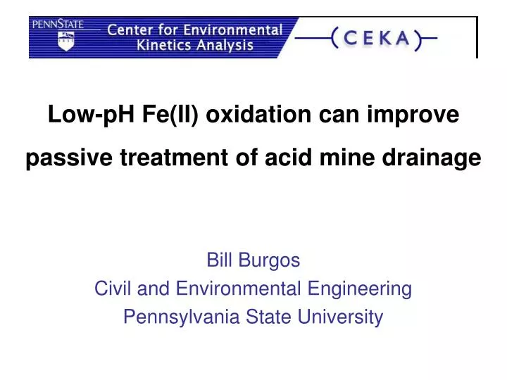 low ph fe ii oxidation can improve passive treatment of acid mine drainage