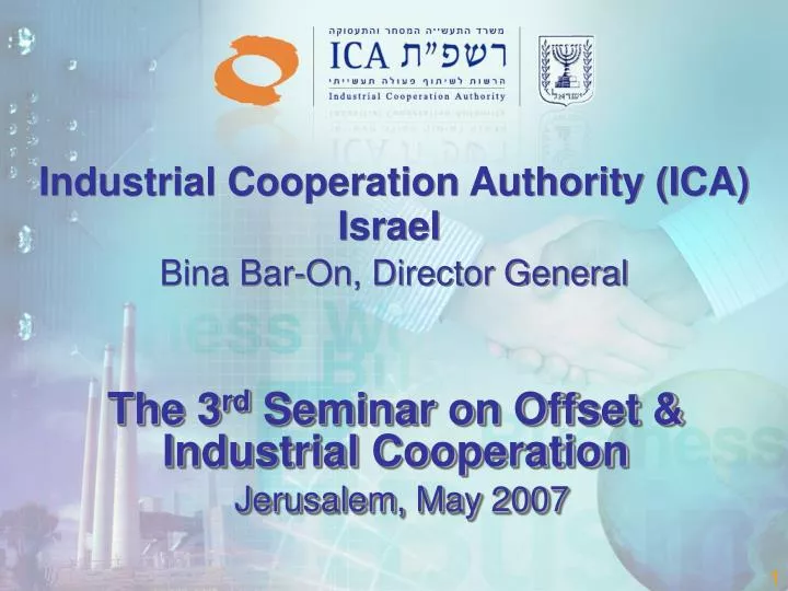 the 3 rd seminar on offset industrial cooperation jerusalem may 2007