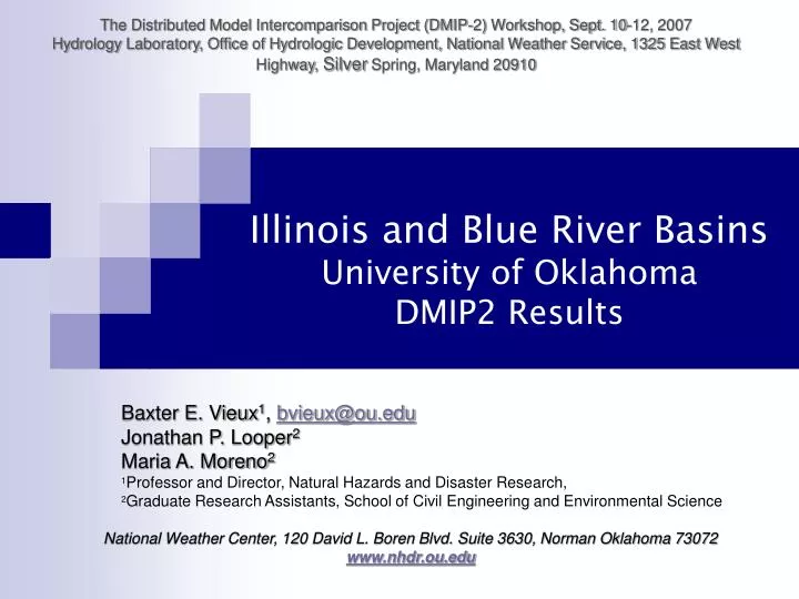 illinois and blue river basins university of oklahoma dmip2 results