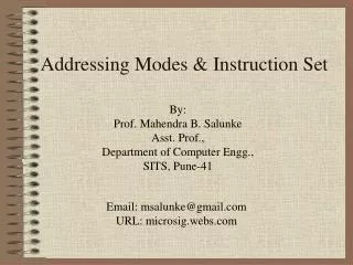 Addressing Modes &amp; Instruction Set