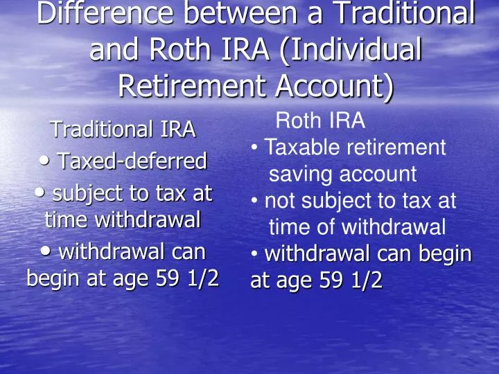 difference between a traditional and roth ira individual retirement account