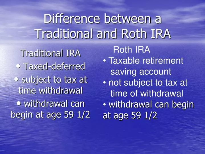 difference between a traditional and roth ira