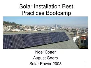 Solar Installation Best Practices Bootcamp