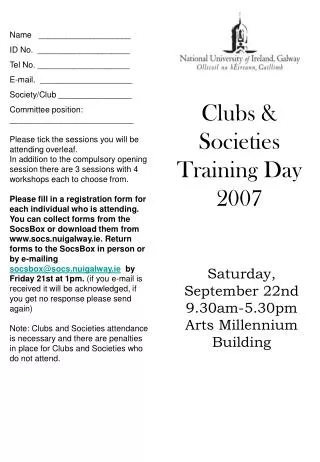 Clubs &amp; Societies Training Day 2007