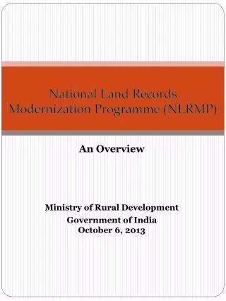 National Land Records Modernization Programme (NLRMP)