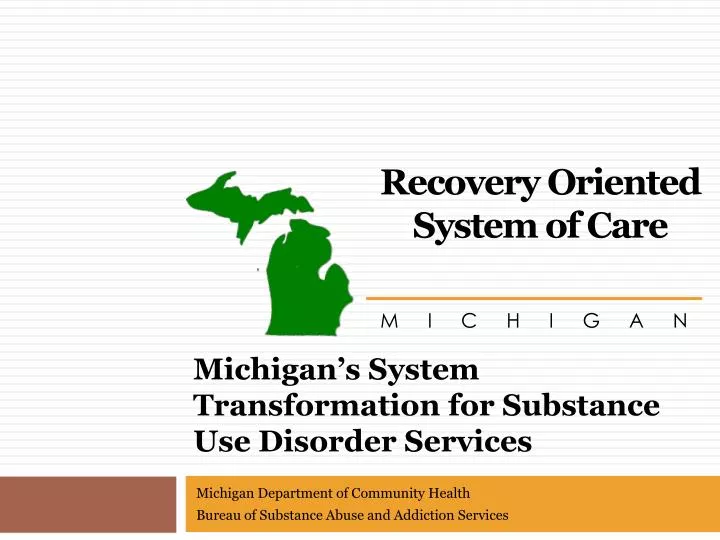 michigan s system transformation for substance use disorder services