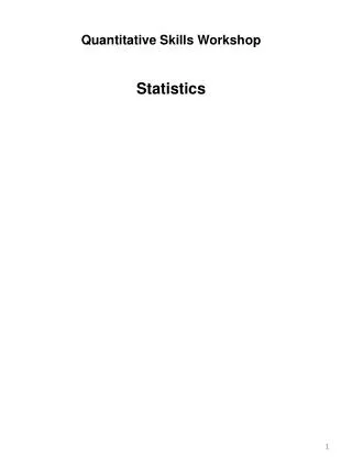 Quantitative Skills Workshop Statistics