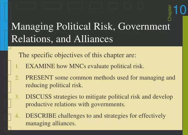 managing political risk government relations and alliances