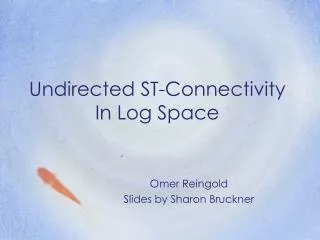 Undirected ST-Connectivity In Log Space