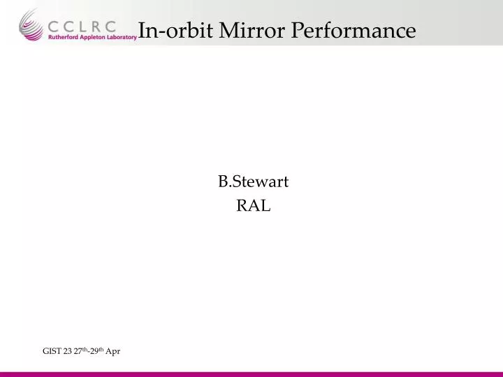 in orbit mirror performance