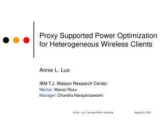 Proxy Supported Power Optimization for Heterogeneous Wireless Clients