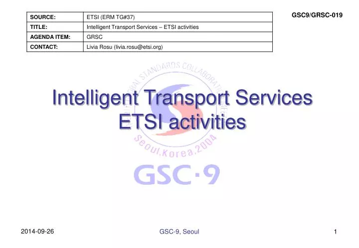 intelligent transport services etsi activities