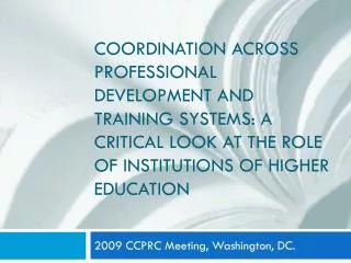 2009 CCPRC Meeting, Washington, DC.