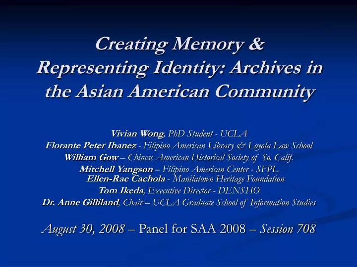 creating memory representing identity archives in the asian american community