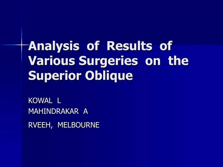analysis of results of various surgeries on the superior oblique