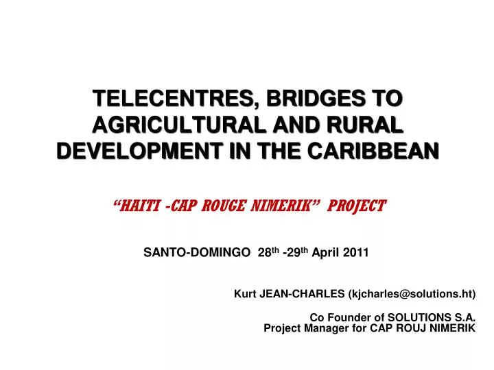 telecentres bridges to agricultural and rural development in the caribbean