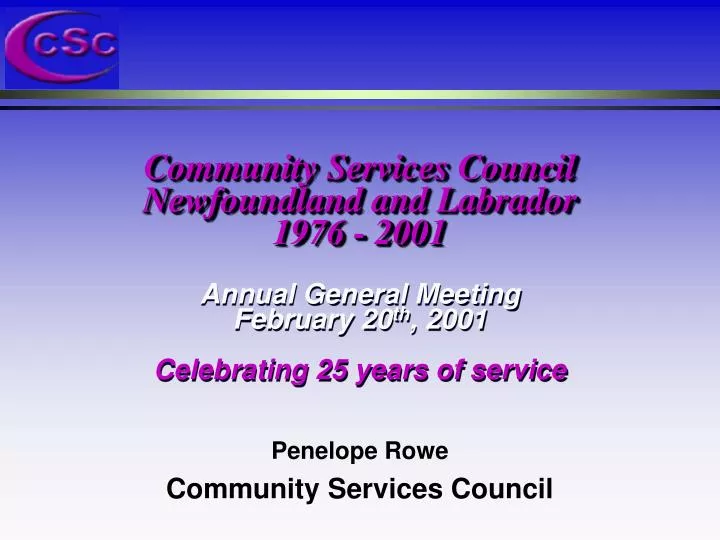 penelope rowe community services council